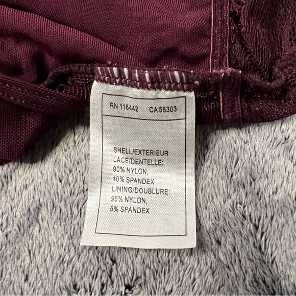 Trillium Burgundy Lace Bralette Crop Top XL - Picture 4 of 5